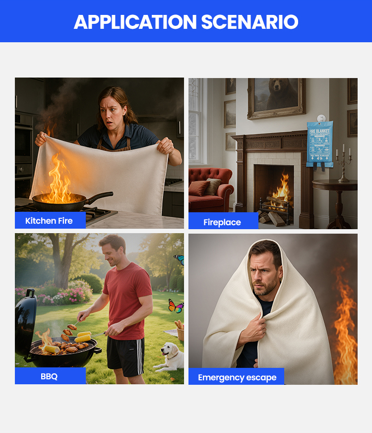 Home fire blanket used for household and outdoor fire emergencies