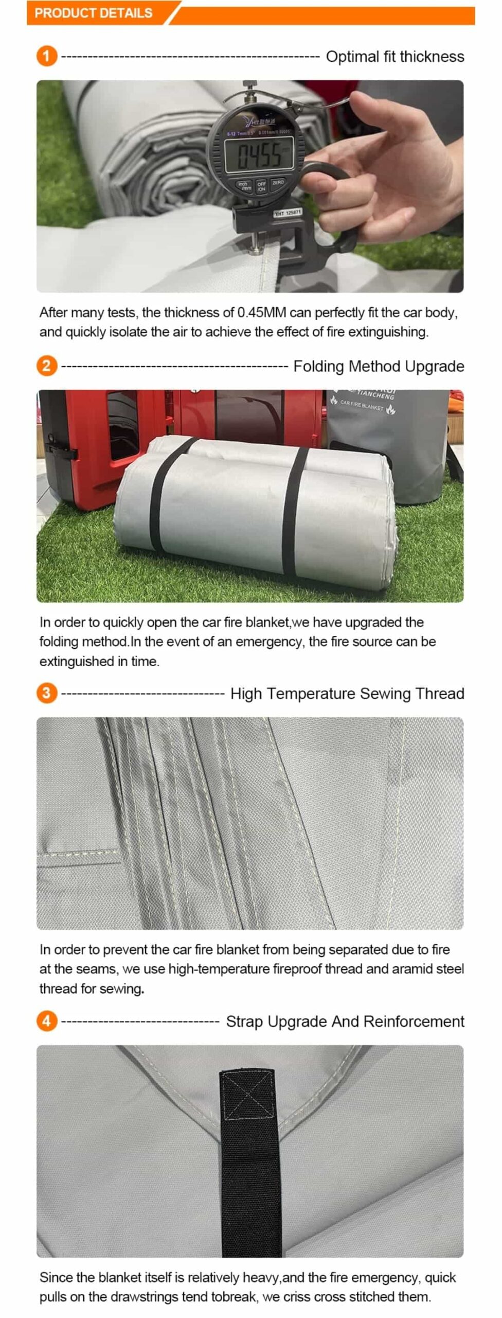 High temperature fiberglass EV fire blanket material